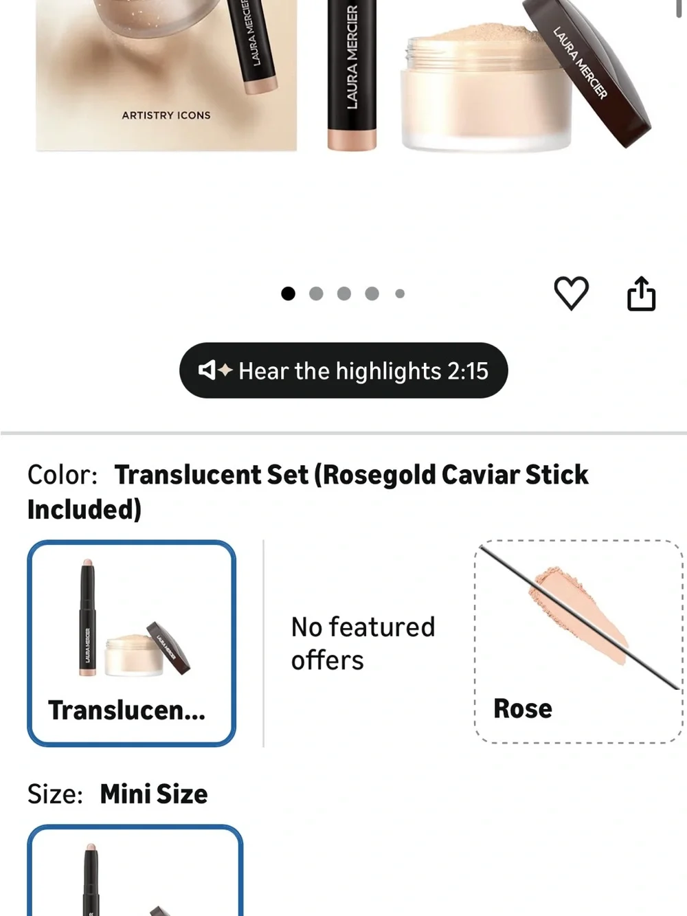 laura mercier Translucent Setting Powder & Highlight Stick Duo - Beige, Black